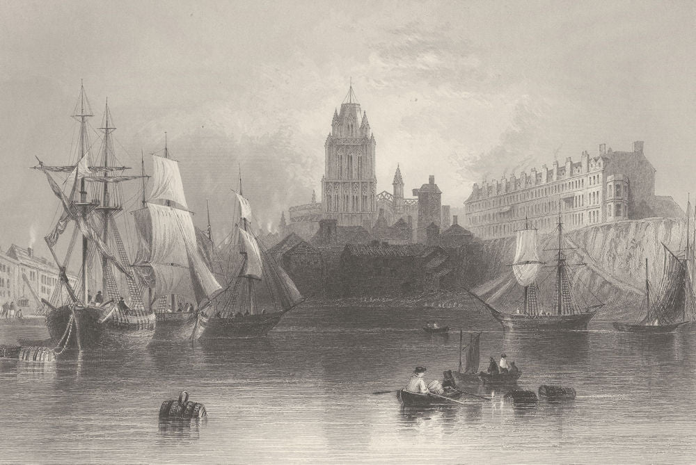 Redcliffe church and basin, Bristol. Gloucestershire. BARTLETT 1842 old print